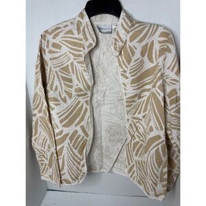 Alfred Dunner Petite Floral Print Button Front Long Sleeve Beige Jacket size‎ 6P